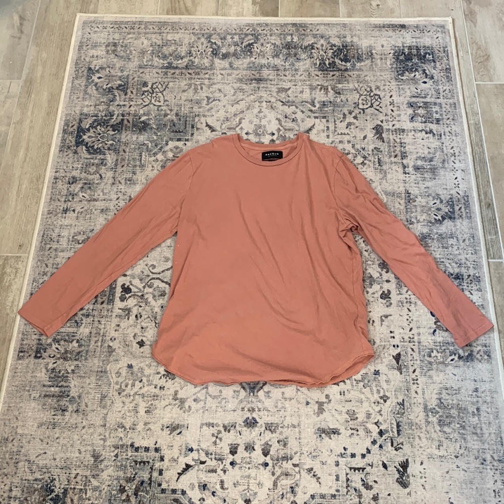 Men’s Pacsun Salmon Long Sleeve Scallop Fit T-shirt